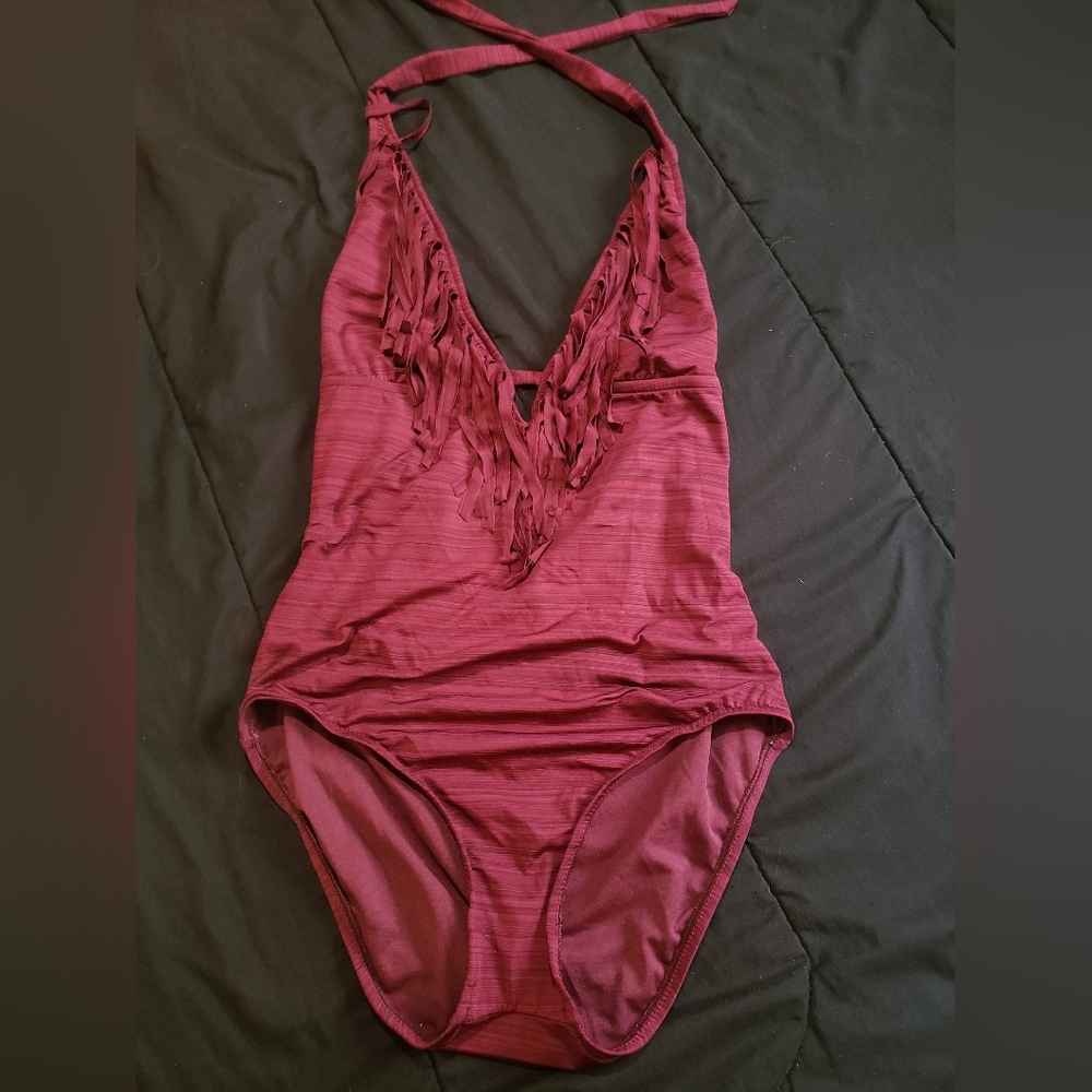 Mossimo Supply Co Red Satin Halter Bodysuit